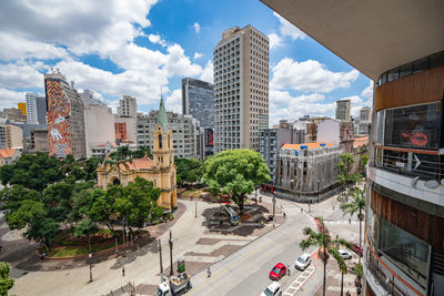 High angle view of city street