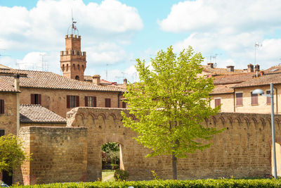 Exterior of historic building against sky