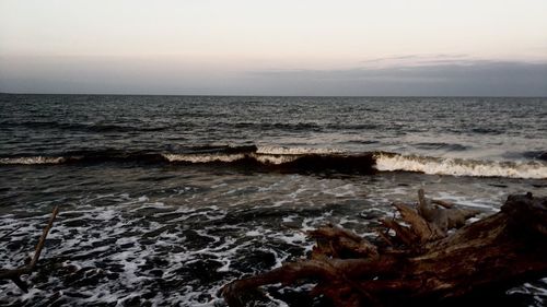 Scenic view of sea against clear sky