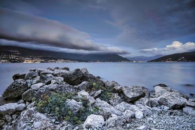 Scenic view of sea against sky during sunset