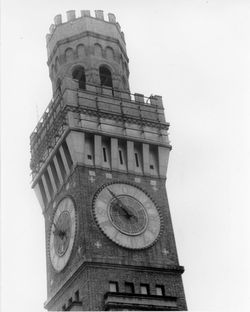 Low angle view of clock tower against sky