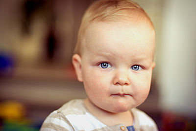 Close-up portrait of cute baby boy