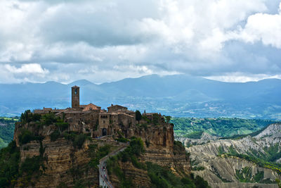 The citadel of bagnoregio erected on a mountain that is sinking