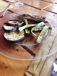 High angle view of food on table