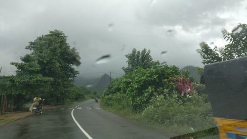 Road amidst trees against sky