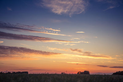 Scenic view of field against sky during sunset