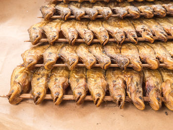 Close-up of drying catfish