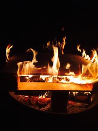 Close-up of bonfire at night