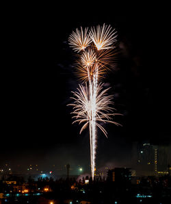 Firework display at night