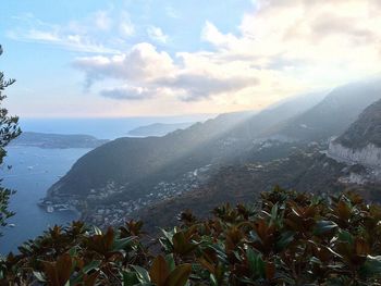 Scenic view of mountains against sky