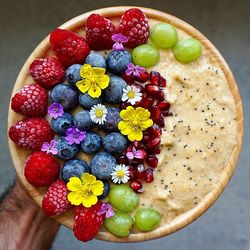 Directly above shot of strawberries in plate