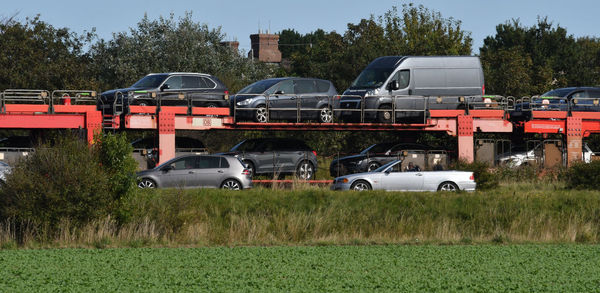 Cars on field