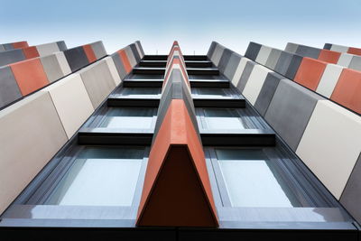 Low angle view of modern building against clear sky