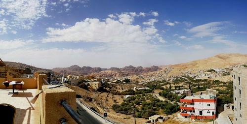 High angle view of townscape against sky