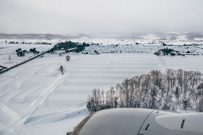 Scenic view of snowy landscape against sky