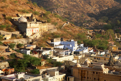 High angle view of buildings from amber fort