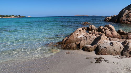 Scenic view of sea against clear sky