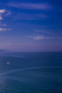 Scenic view of sea against blue sky