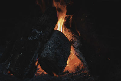 Close-up of campfire at night