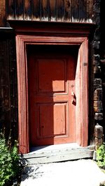 Closed door of building