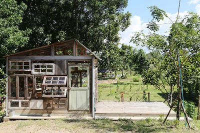 Built structure against trees