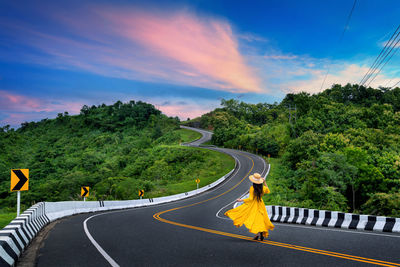 High angle view of road against sky