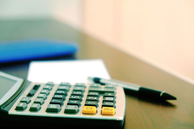 Close-up of computer keyboard on table