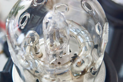 High angle view of drinking glass on table