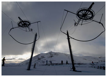 Ski lift in winter
