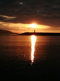 Scenic view of sea at sunset