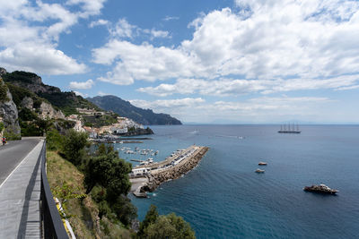 High angle view of sea against sky