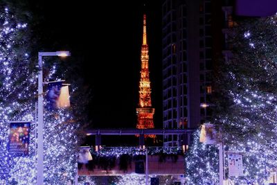 Illuminated city at night