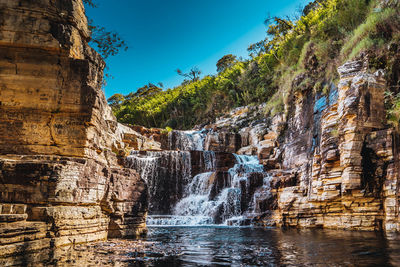 Scenic view of waterfall