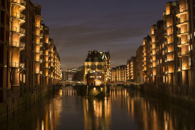 Illuminated city at night