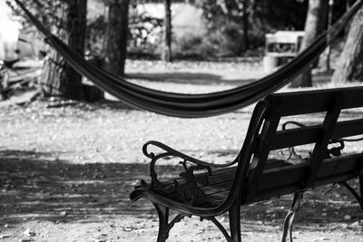 Empty bench in park