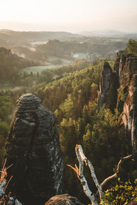 Sunrise, bastei, landscape, nature, fog.