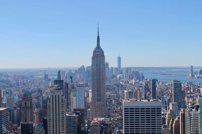 View of cityscape against clear sky