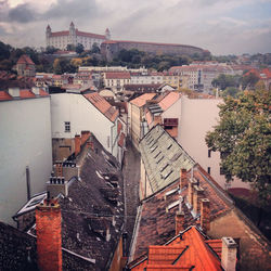 High angle view of town