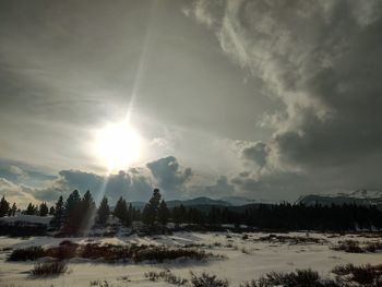 Panoramic view of landscape against sky during sunset