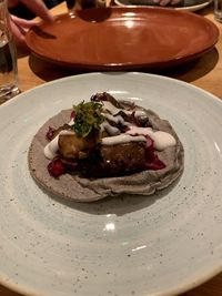 High angle view of food in plate