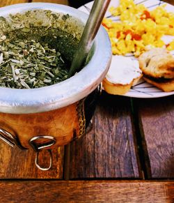 Close-up of food on table