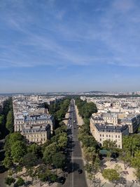 High angle view of buildings in city