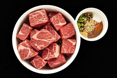 High angle view of food in plate