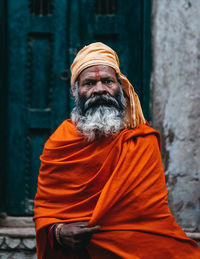 Portrait of man in temple