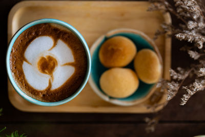 Directly above shot of coffee cup on table