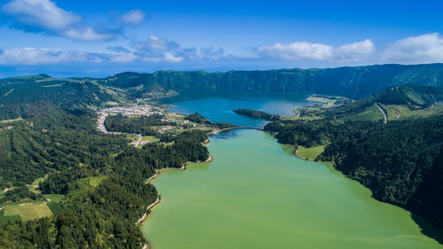 Scenic view of landscape against sky azores