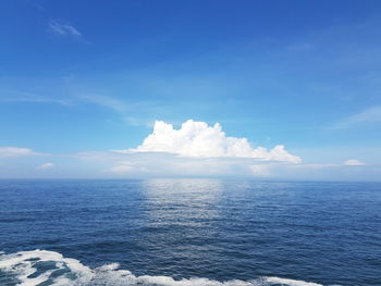 Scenic view of sea against blue sky