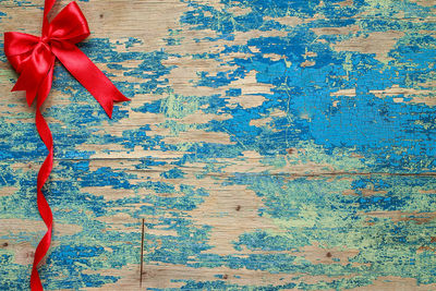 High angle view of christmas decoration on table