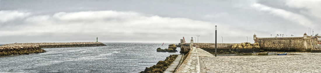 Panoramic view of sea against cloudy sky