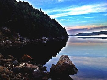 Scenic view of sea against cloudy sky